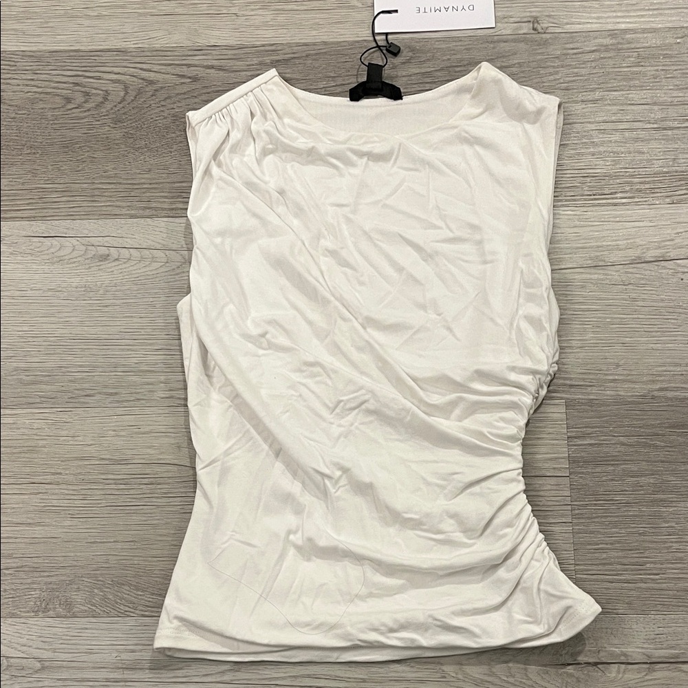Dynamite Women's Ivory Ruched Tank Top